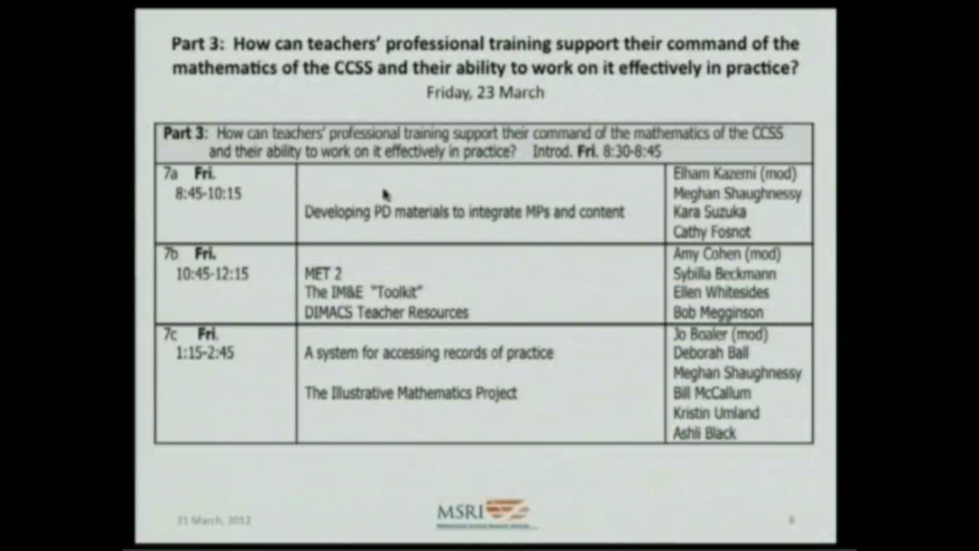 Critical Issues In Mathematics Education 2012: Teacher Education In View Of The Common Core, lecture 0 Thumbnail