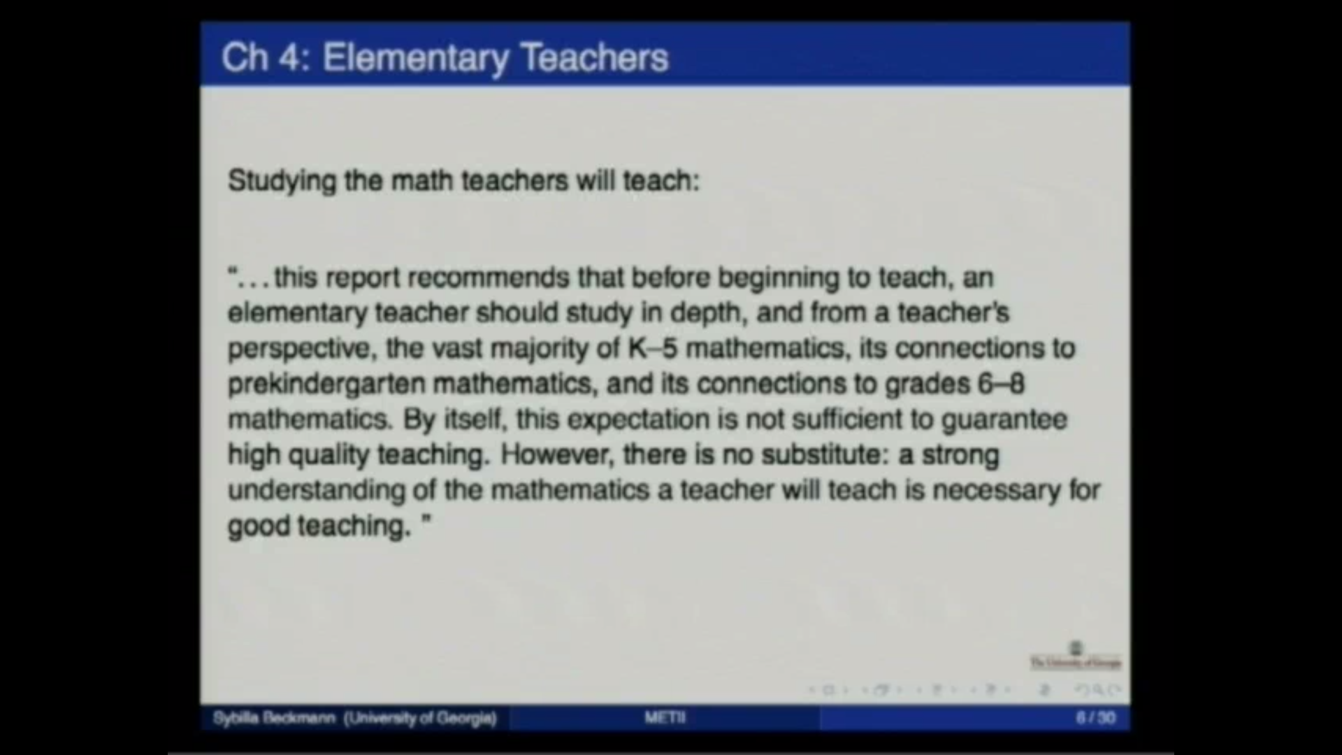 Critical Issues In Mathematics Education 2012: Teacher Education In View Of The Common Core, lecture 7b - Professional resources for learning to teach the Common Core Thumbnail