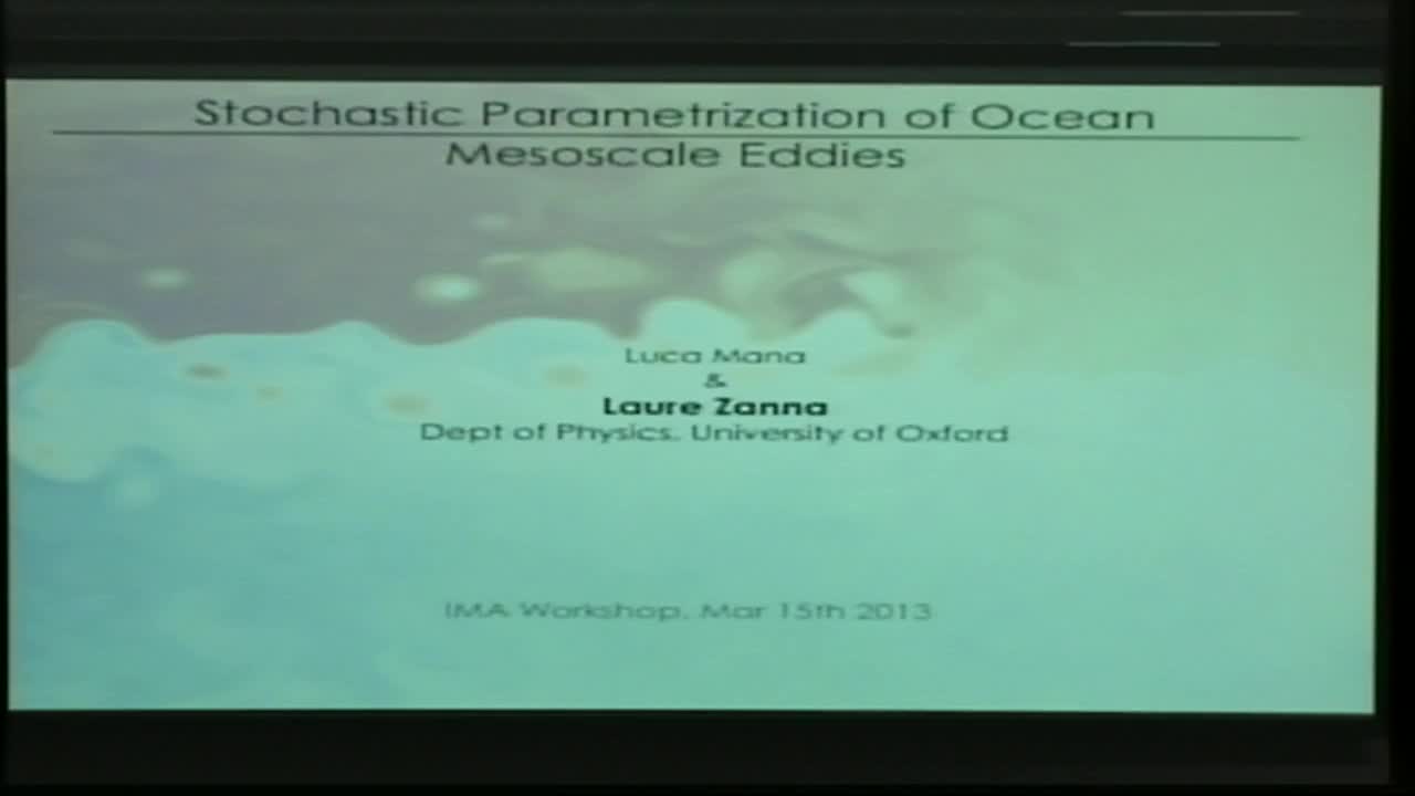 Stochastic Parametrization of Ocean Mesoscale Eddies Thumbnail