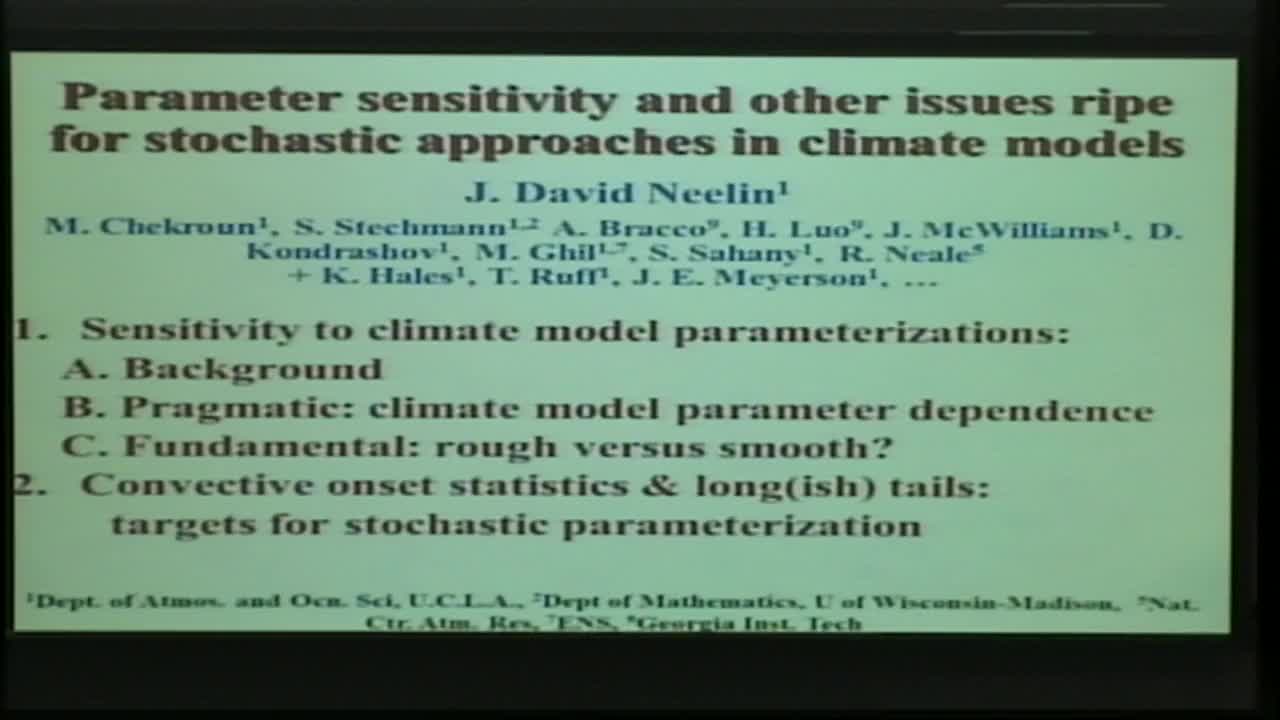 Parameter Sensitivity and Other Issues Ripe for Stochastic Approaches in Climate Models Thumbnail