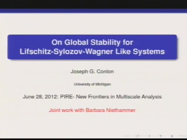 (Theme 2) On Global Stability for Lifschitz-Slyozov-Wagner like equations Thumbnail
