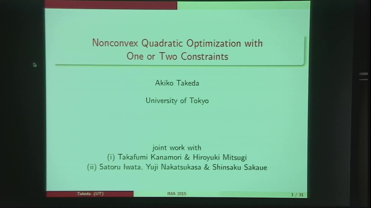 Nonconvex Quadratic Optimization with One or Two Constraints Thumbnail