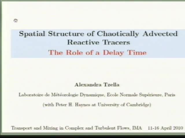 Spatial structures of chaotically advected reactive tracers: The role of a delay time  Thumbnail