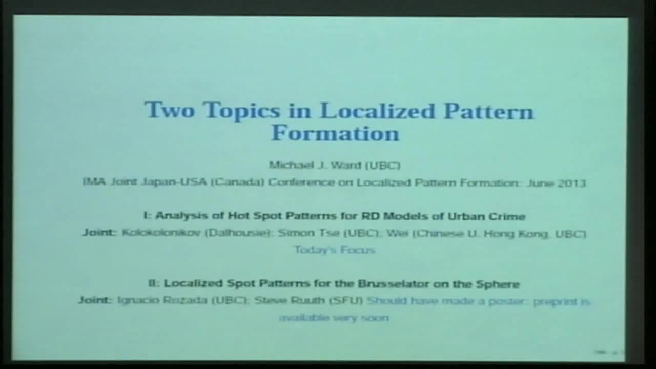 Topics in Localized Patterns: Hot Spot Patterns of Urban Crime and Localized Patterns on the Sphere Thumbnail