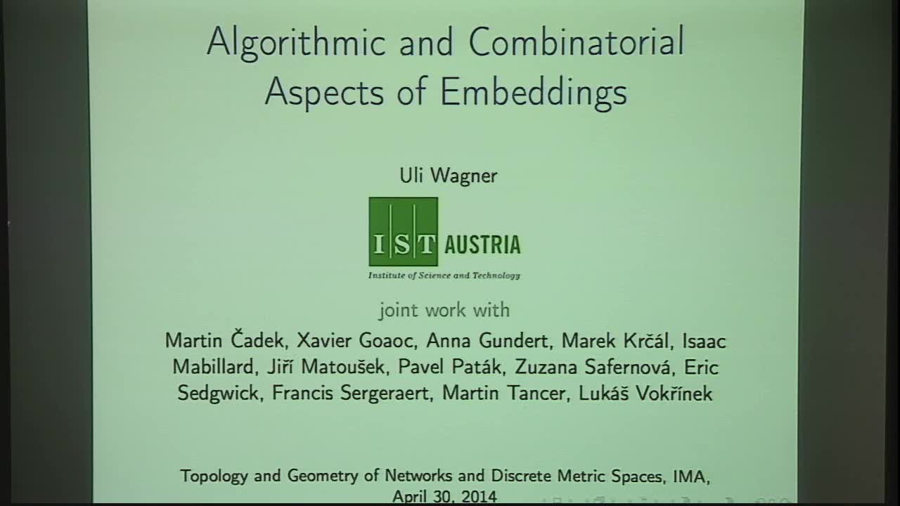 Algorithmic and Combinatorial Aspects of Embeddings Thumbnail