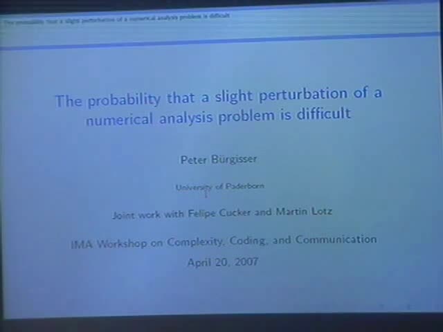 The Probability that a Slight Perturbation of a Numerical Analysis Problem is Difficult Thumbnail