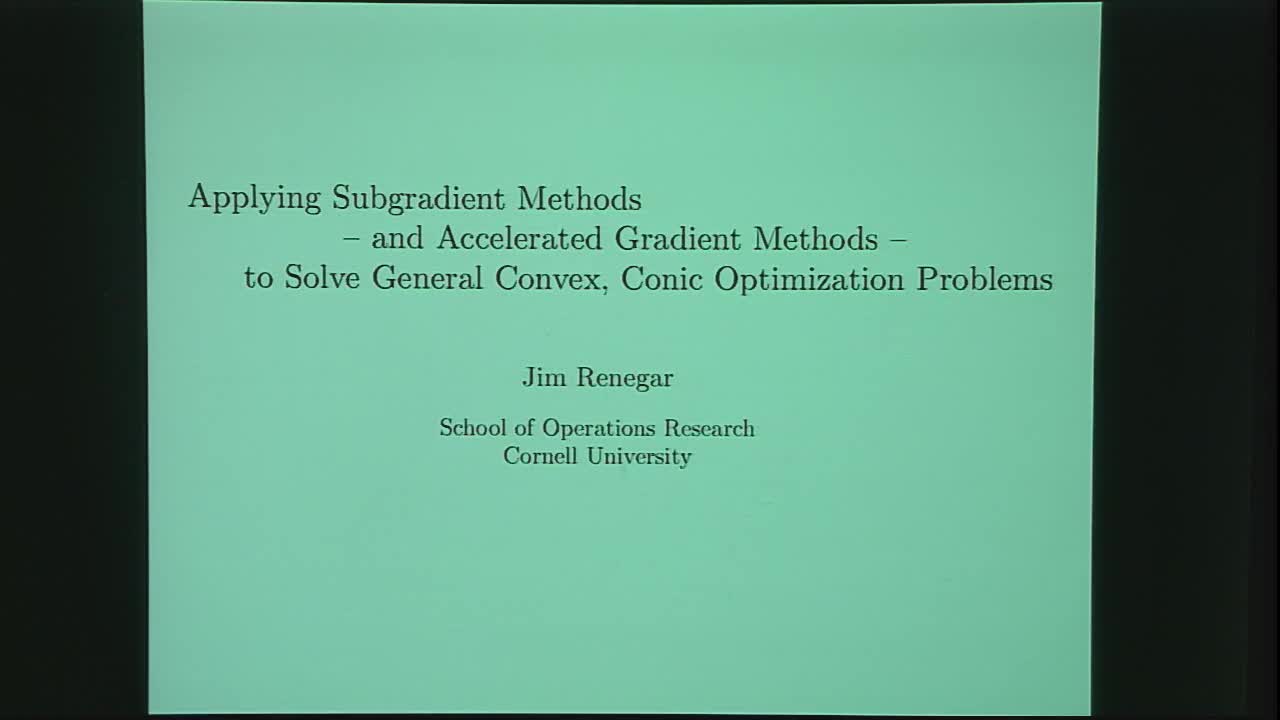 Applying Subgradient Methods -- and Accelerated Gradient Methods -- to Efficiently Solve General Convex, Conic Optimization Problems Thumbnail