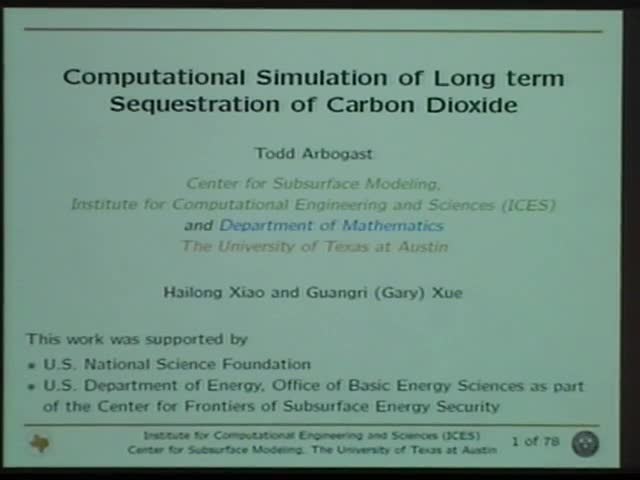 Computational Simulation of Long term Sequestration of Carbon Dioxide and other Energy Wastes Thumbnail