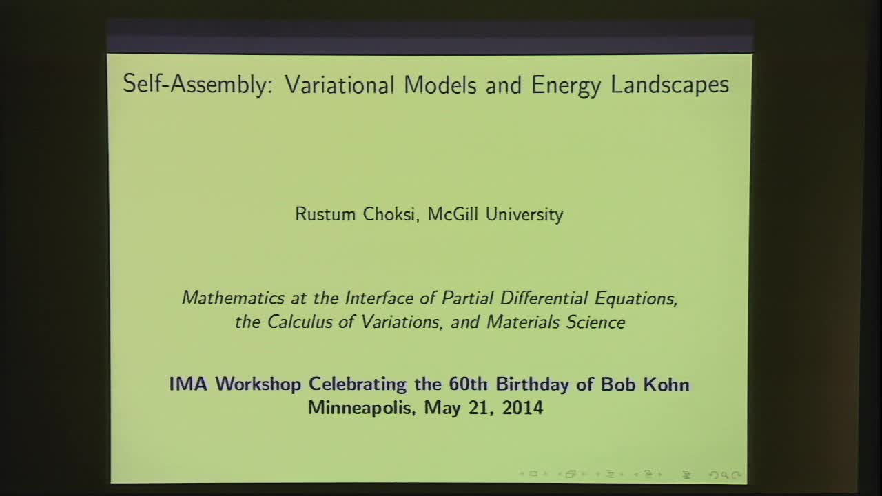 Self-Assembly: Variational Models and Energy Landscapes Thumbnail