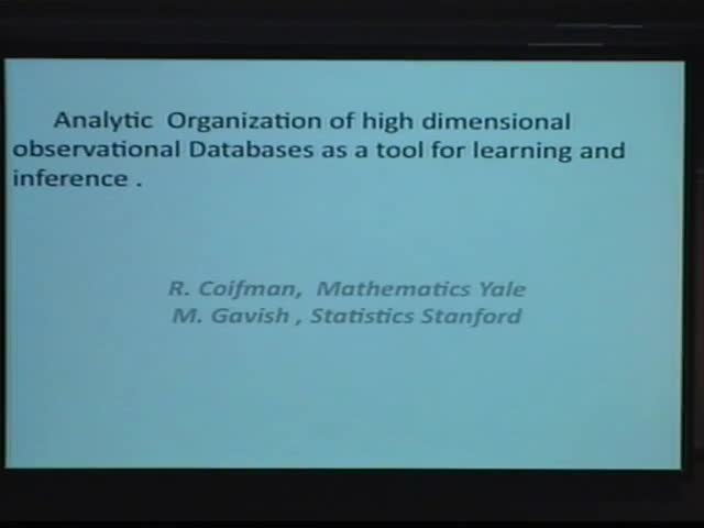 Analytic Organization of High Himensional observational Databases as a tool for learning and inference Thumbnail