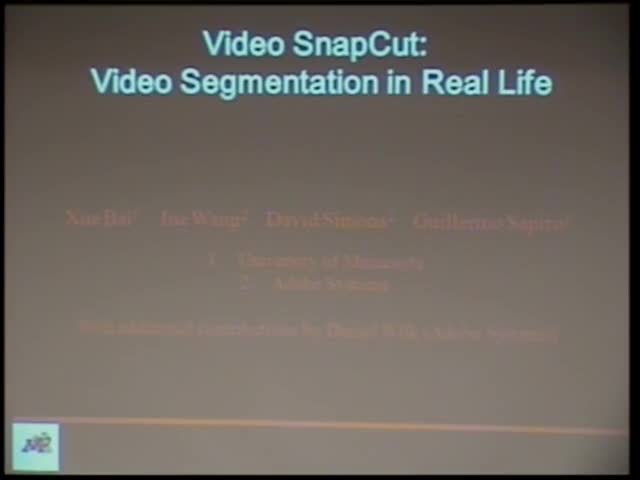 A fast view of real life video segmentation and a slower
view of learning dictionaries for efficient representations Thumbnail