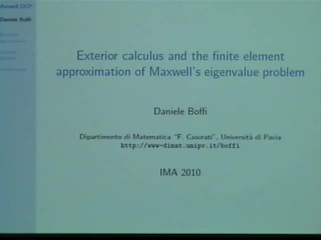 Exterior calculus and the finite element approximation of Maxwell's
eigenvalue problem Thumbnail