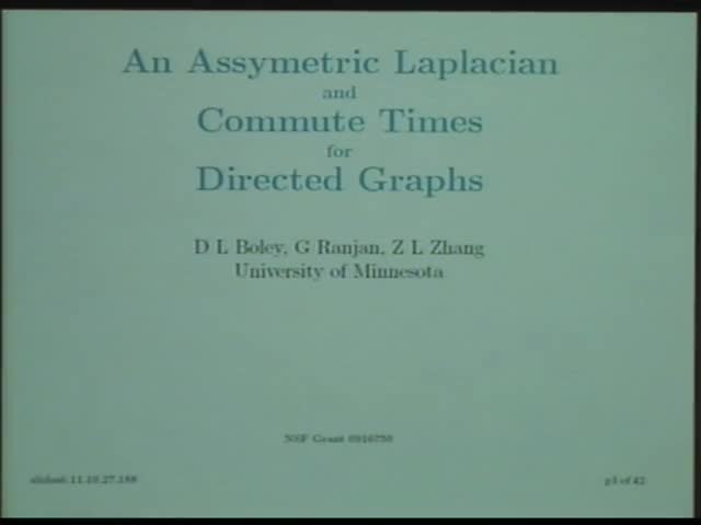 An Asymmetric Laplacian and Commute Times for Directed Graphs. Thumbnail