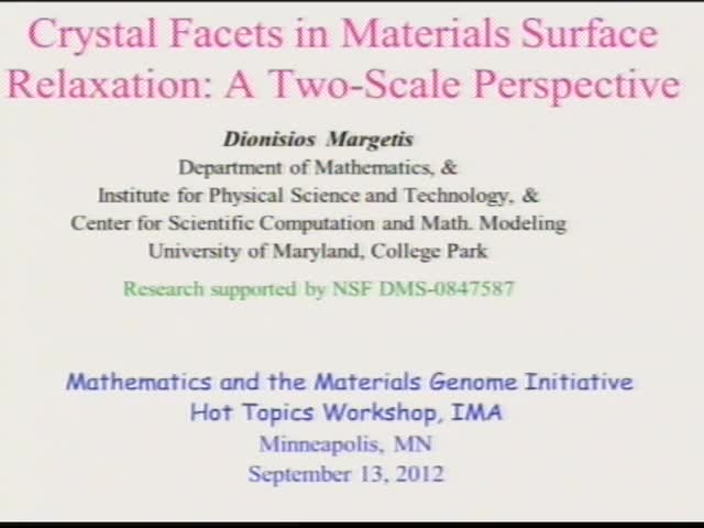 Crystal Facets in Materials Surface
Relaxation: A two-scale perspective Thumbnail