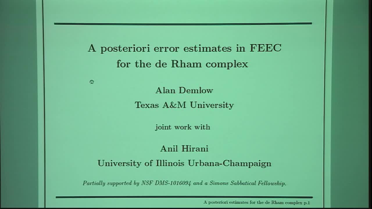 A Posteriori Error Estimation in the Finite Element Exterior Calculus Framework Thumbnail