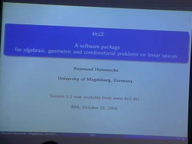4ti2 -- A Software Package for Algebraic, Geometric and Combinatorial Problems 
on Linear Spaces Thumbnail