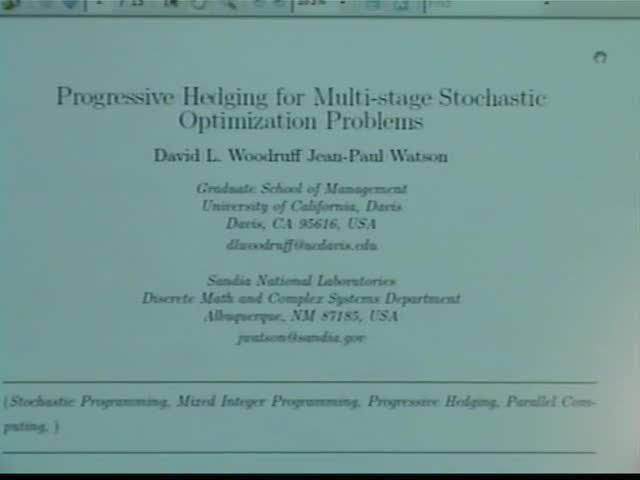 Progressive hedging for multi-stage stochastic
optimization problems Thumbnail