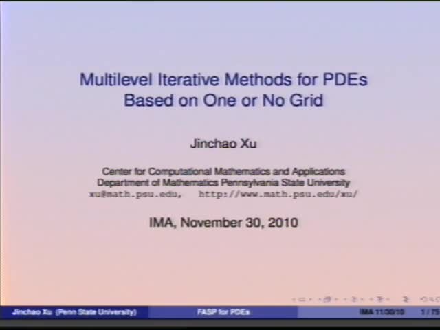 Multilevel iterative methods for PDEs based on
one or no grid Thumbnail