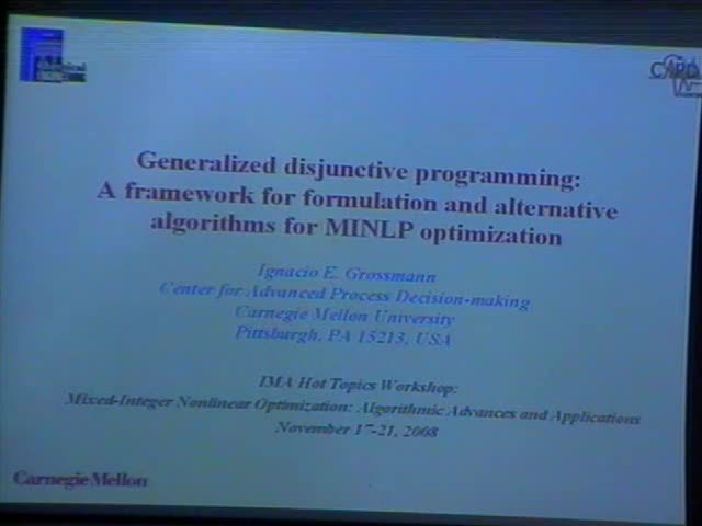 Generalized disjunctive programming: A framework for
formulation and alternative algorithms for MINLP optimization
 Thumbnail