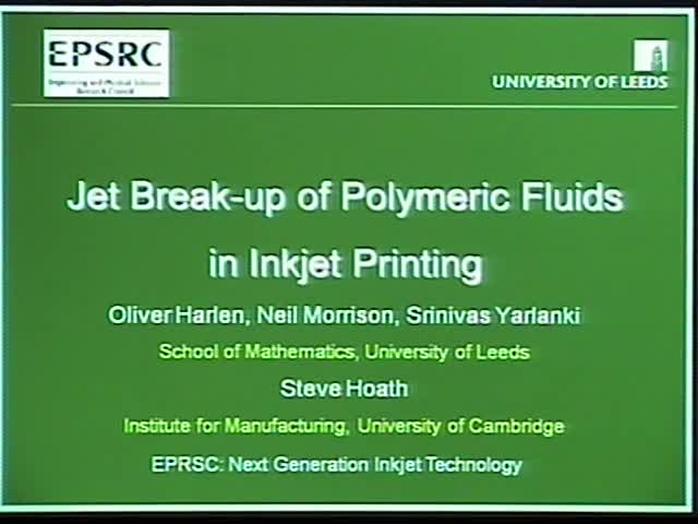 Jet break-up of polymer solutions in inkjet printing Thumbnail