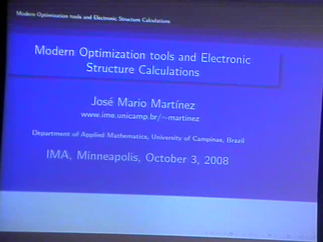 Modern Optimization Tools and Electronic Structure Calculations Thumbnail