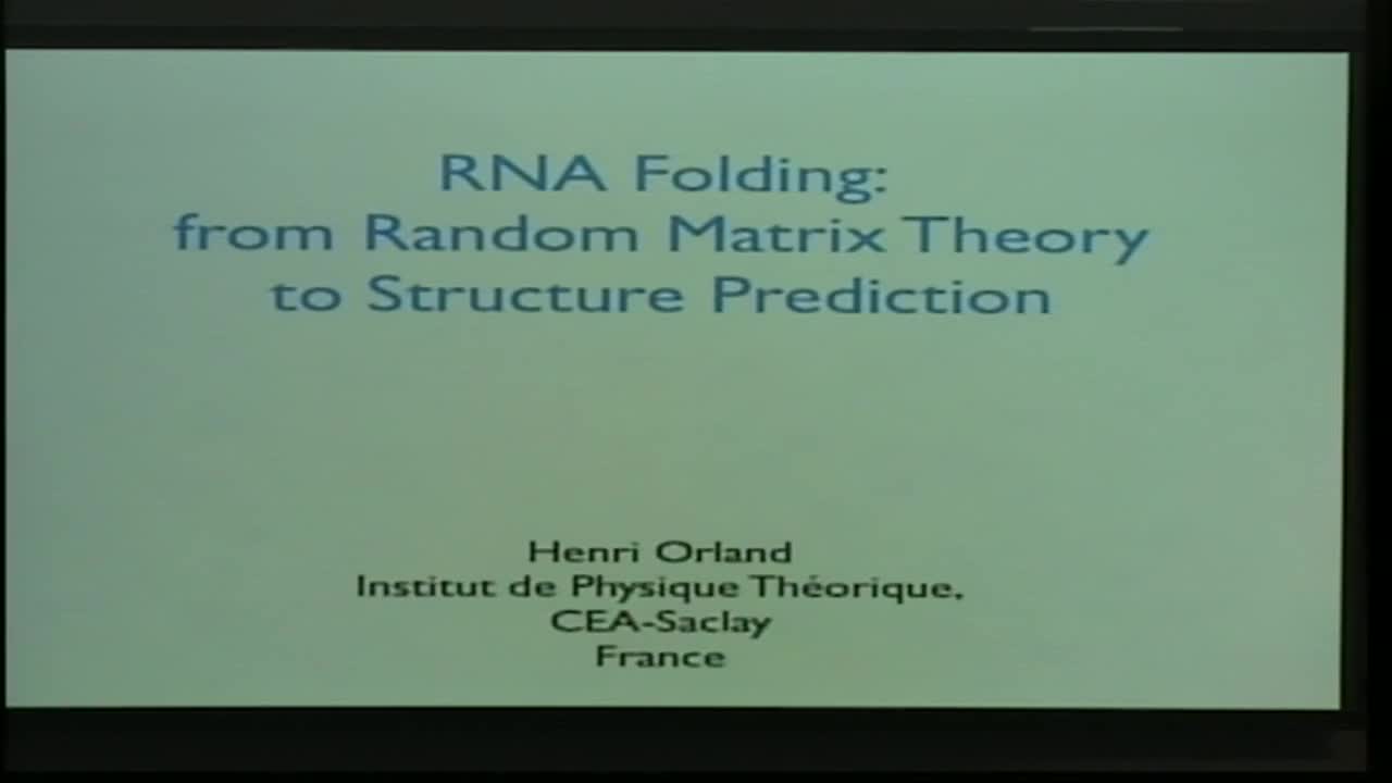 RNA Folding: From Random Matrix Theory to Structure Prediction Algorithms Thumbnail