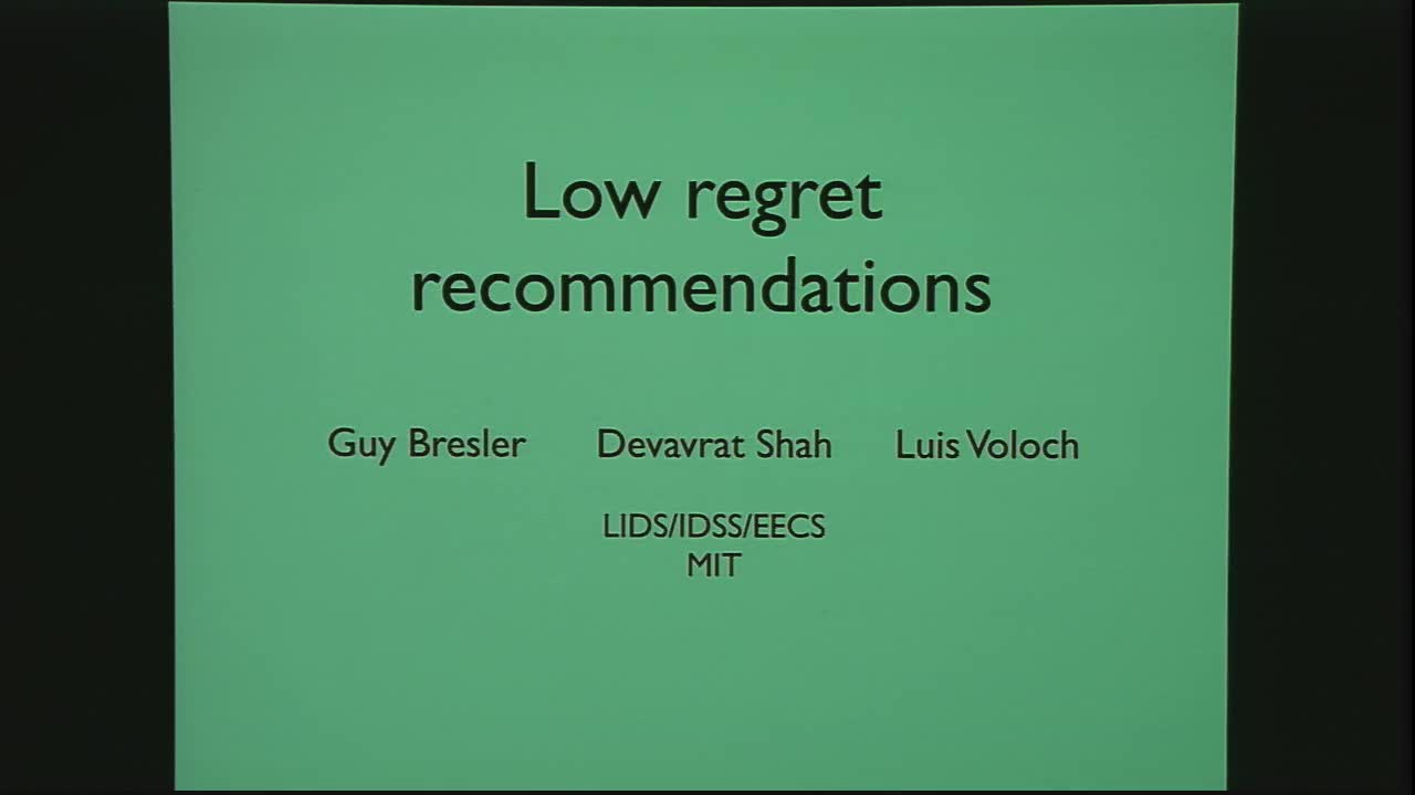 Low-regret Recommendations Thumbnail