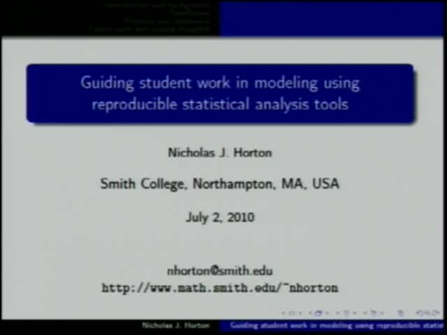 Guiding student work in modeling using reproducible statistical
analysis method Thumbnail