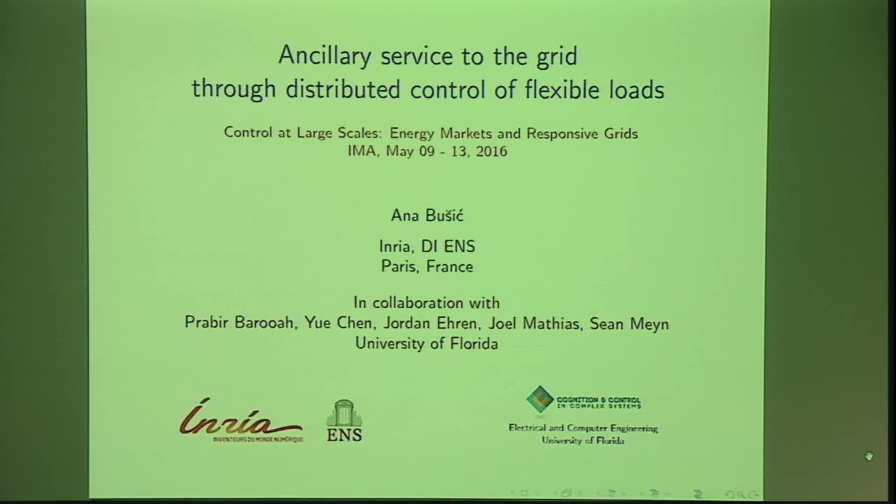 Ancillary service to the grid through distributed control of flexible loads Thumbnail