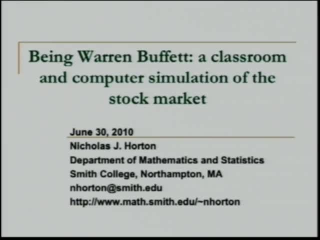 Being Warren Buffet: a classroom and computer simulation of the stock market Thumbnail