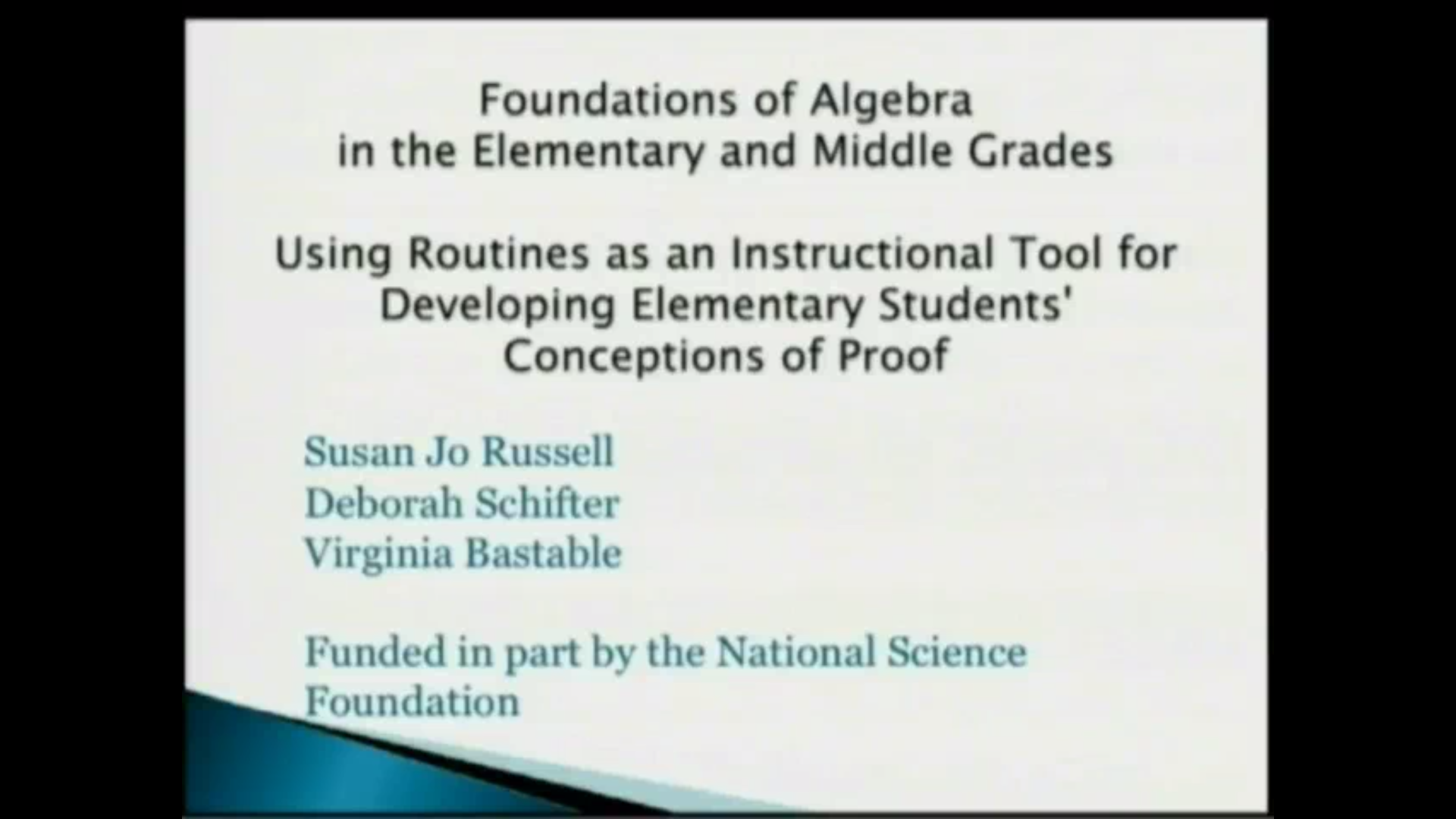 Critical Issues In Mathematics Education 2011: Mathematical Education of Teachers, lecture 7 - Early Algebra and the Common Core: What Do Teachers Need to Know? Thumbnail