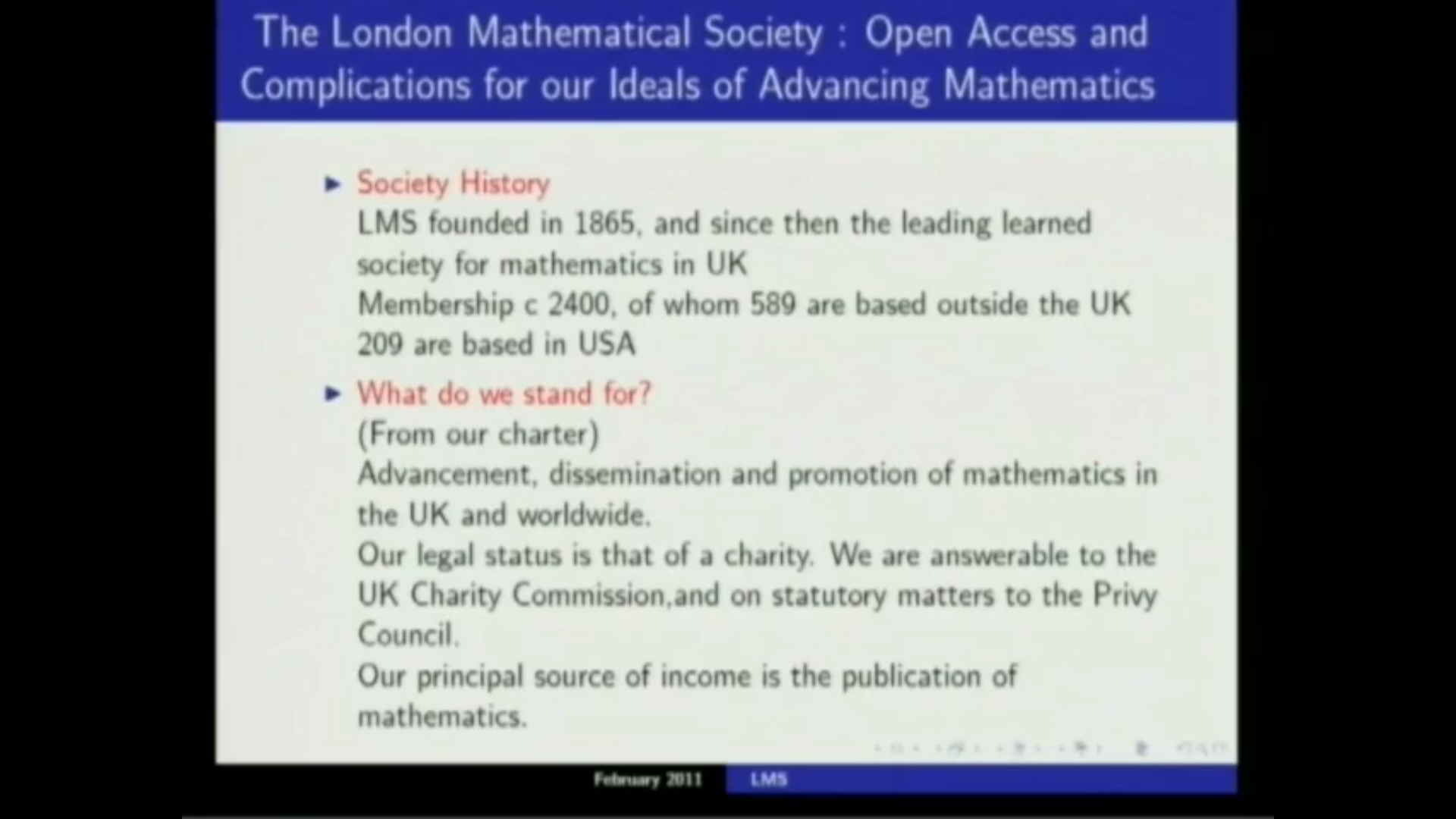 Workshop on Mathematical Journals, lec. 15 - The View from a Learned Society Thumbnail