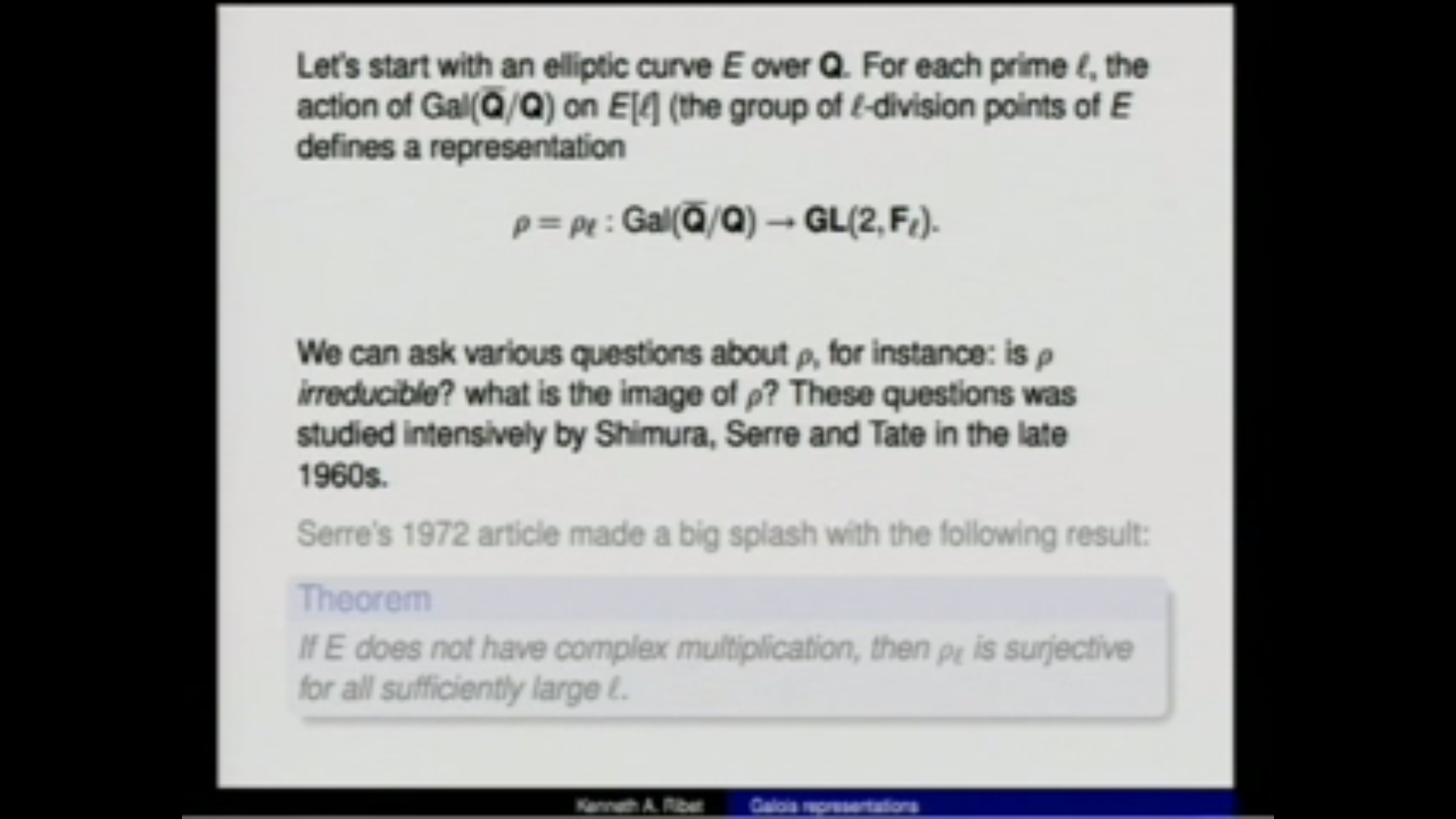 Colloquium on Galois Representations Thumbnail