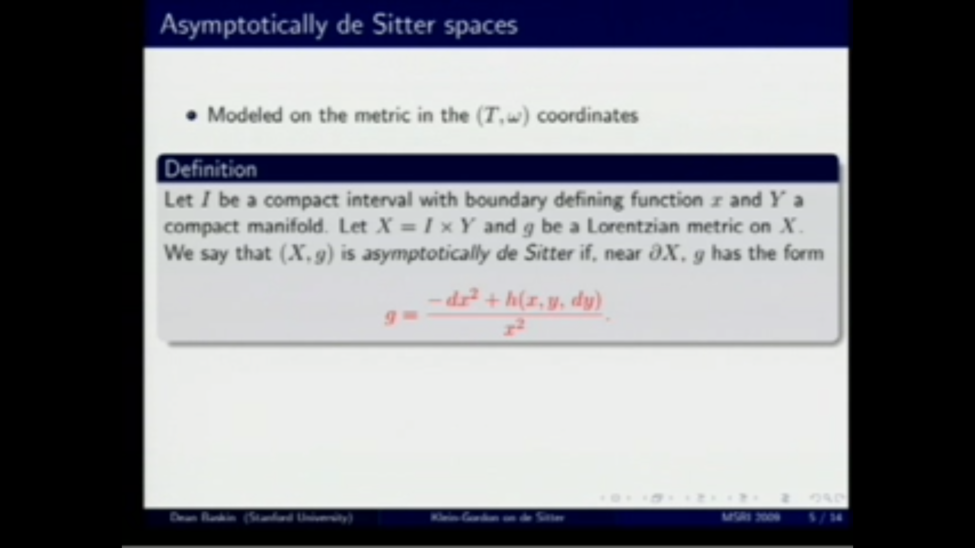 The Klein-Gordon equation on asymptotically de Sitter spaces, 2 Thumbnail