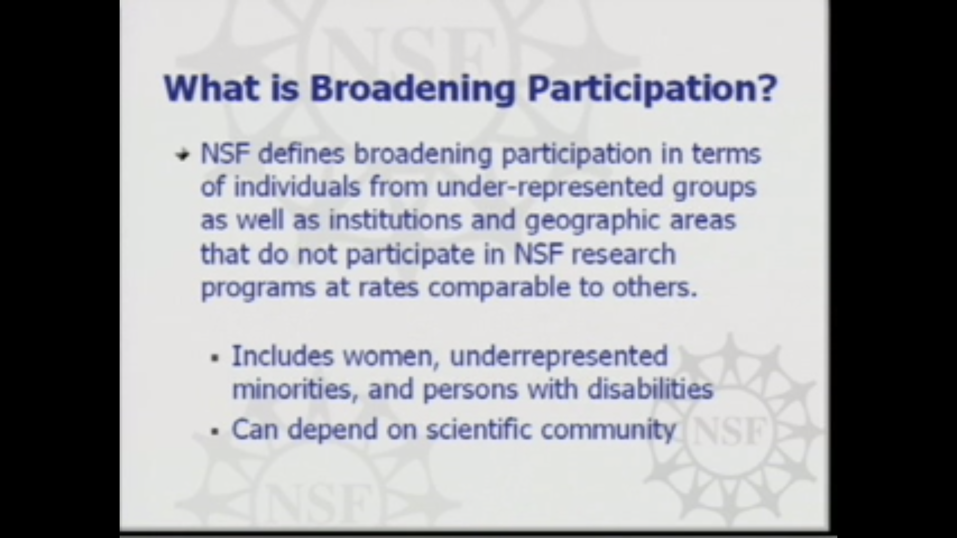 Why a diverse community matters, NSF initative on Broadening Participation Thumbnail