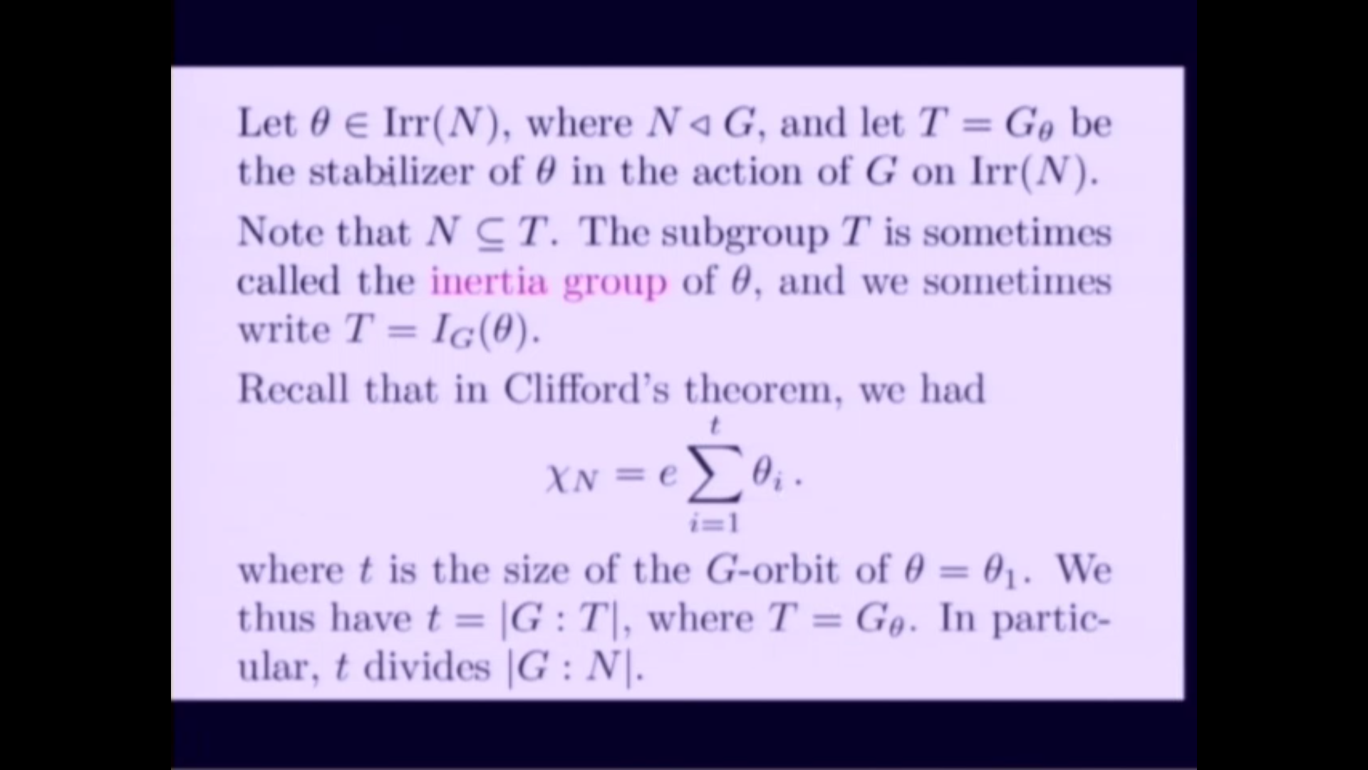 An Introduction To Character Theory And The McKay Conjecture, lecture 9 Thumbnail