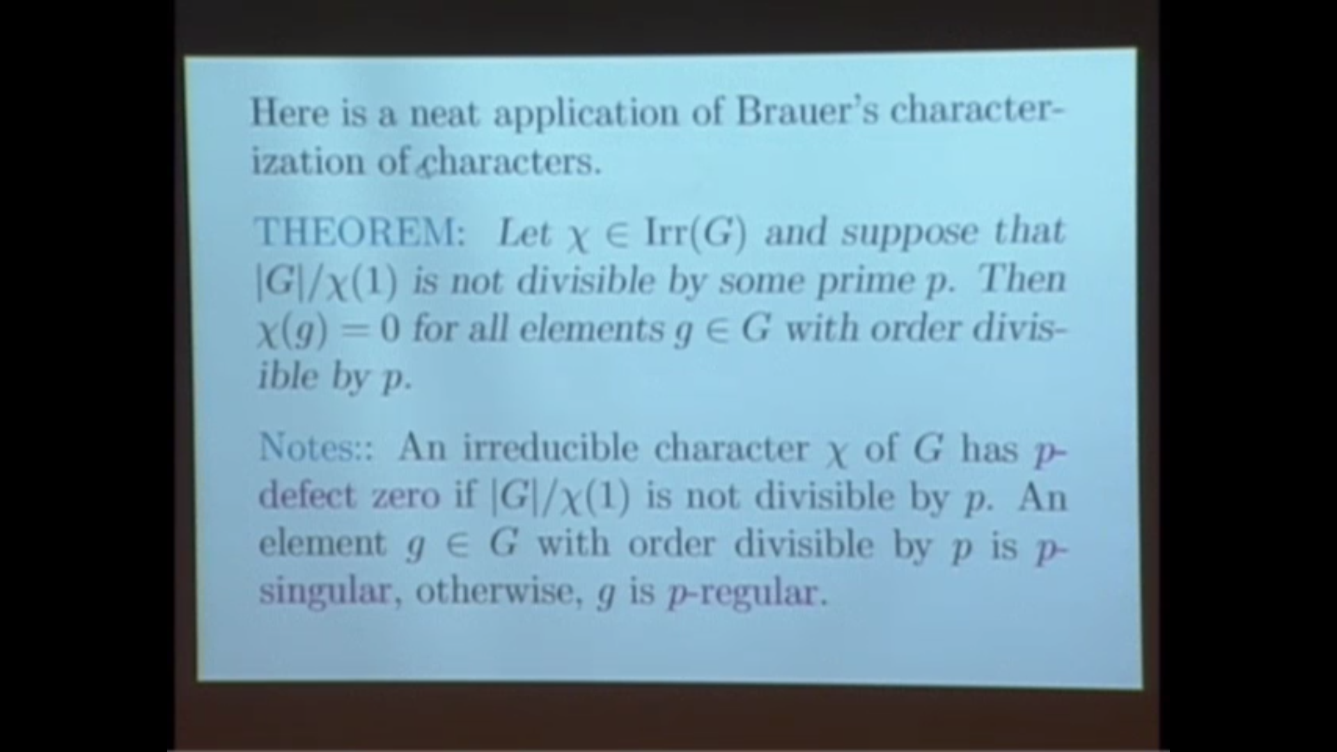 An Introduction To Character Theory And The McKay Conjecture, lecture 17 Thumbnail