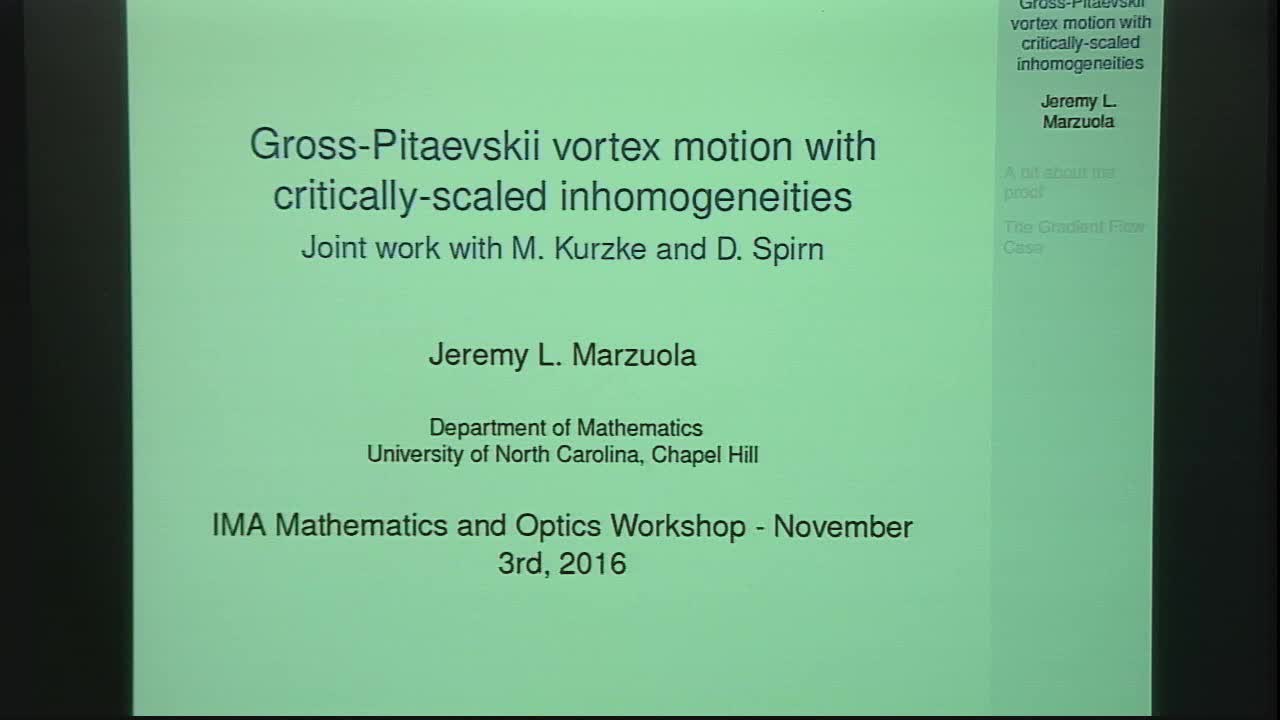 Gross-Pitaevskii Vortex Motion with Critically-scaled Inhomogeneities Thumbnail