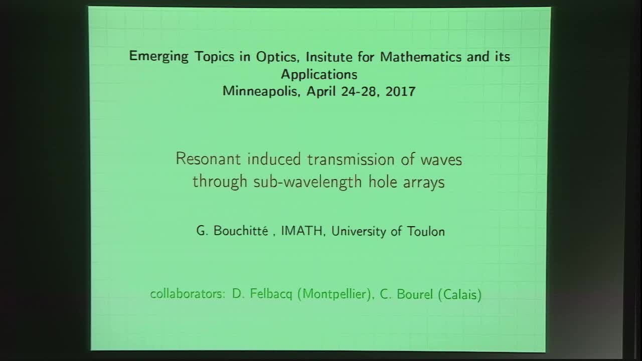 Resonance Induced Transmission Through Subwavelength Hole Arrays  Thumbnail