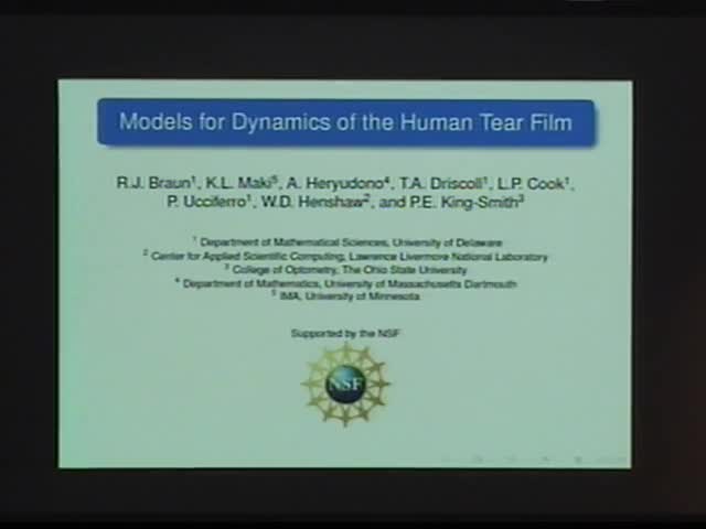 Models for dynamics of the human tear film Thumbnail