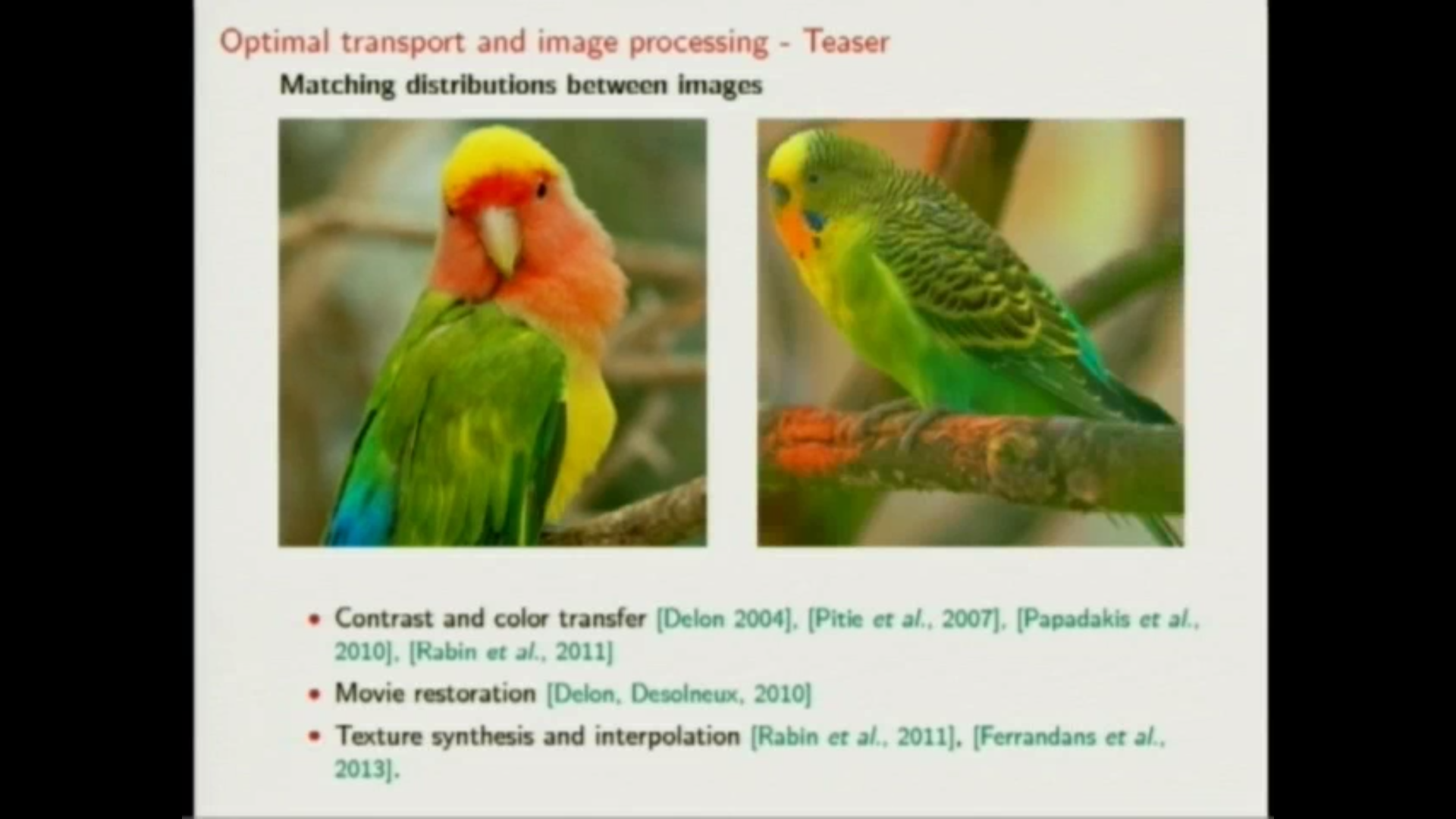 Applications of optimal transportation and Wasserstein barycenters in computer vision, image and video processing Thumbnail