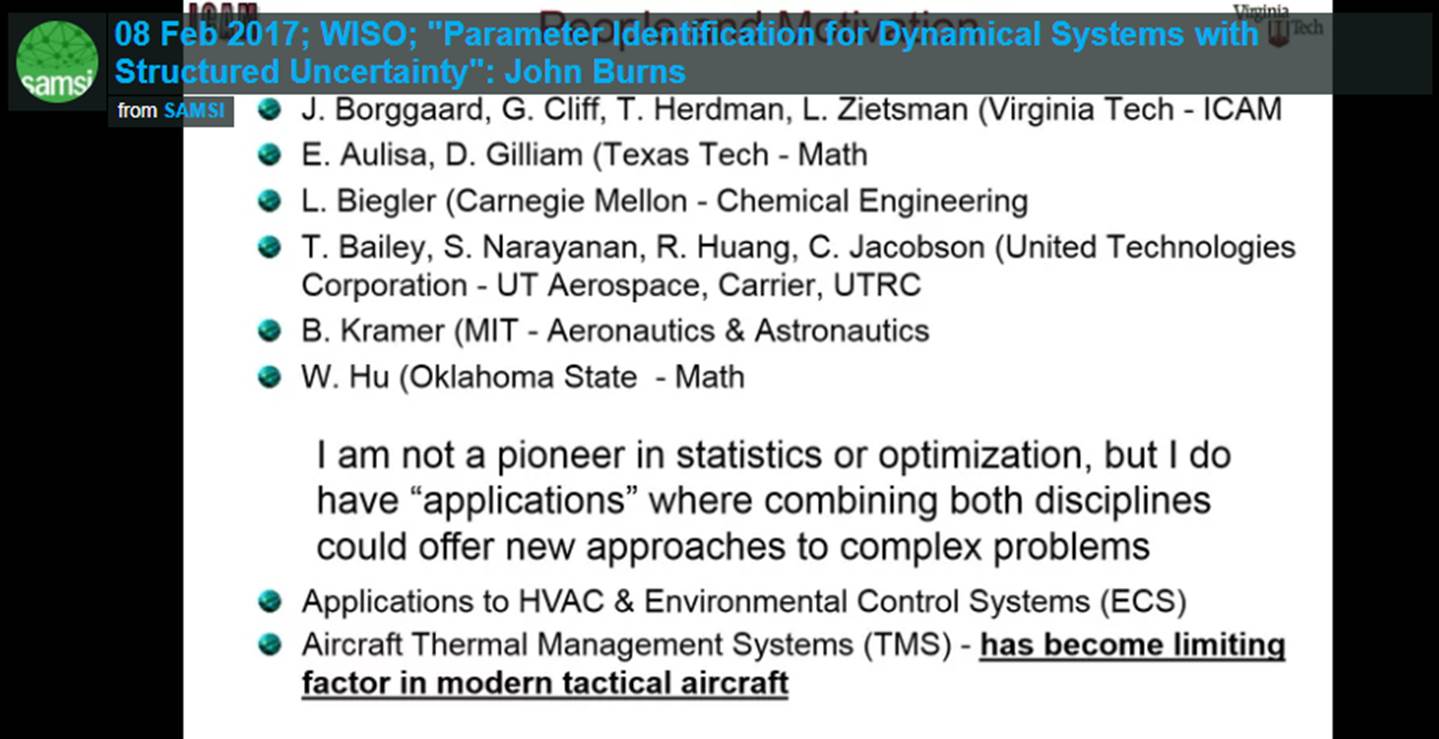 Optimization Program: Workshop on the Interface of Statistics and Optimization (WISO); John Burns-WISO, Parameter Identification for Dynamical Systems with Structured Uncertainty Thumbnail