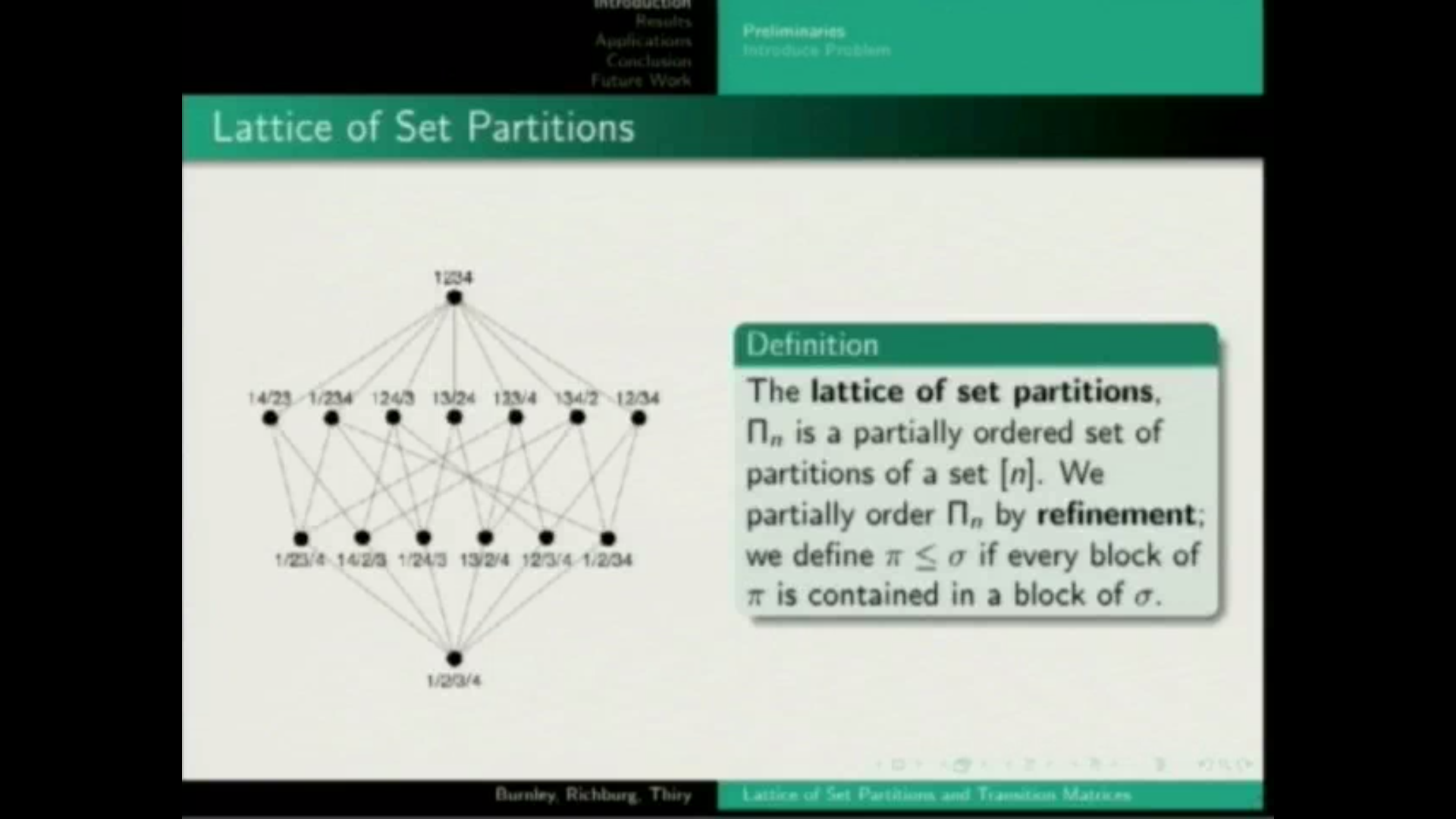 The lattice of set partitions and transition matrices of symmetric functions Thumbnail