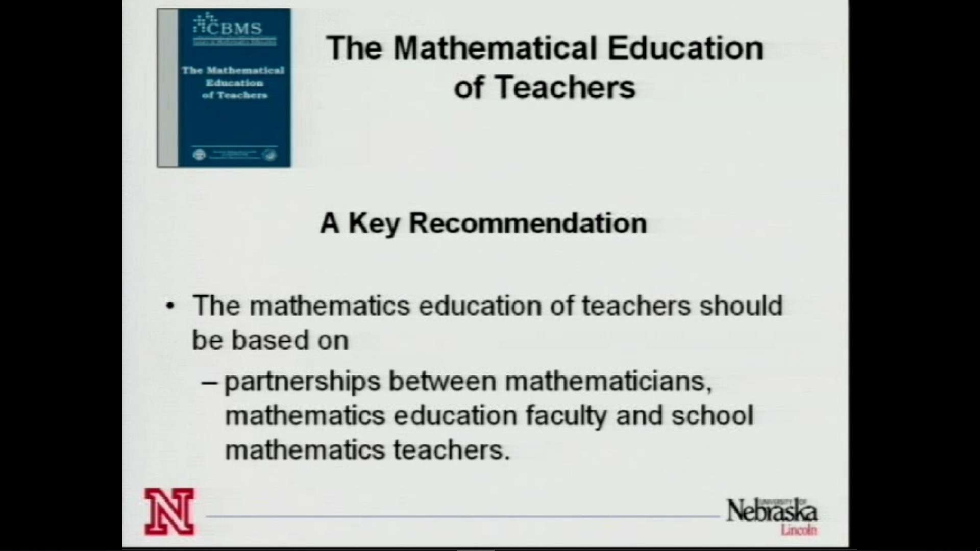 Mathematics Educator-Mathematician partnerships for educating teachers: Examplesfrom Nebraska and Arizona Thumbnail