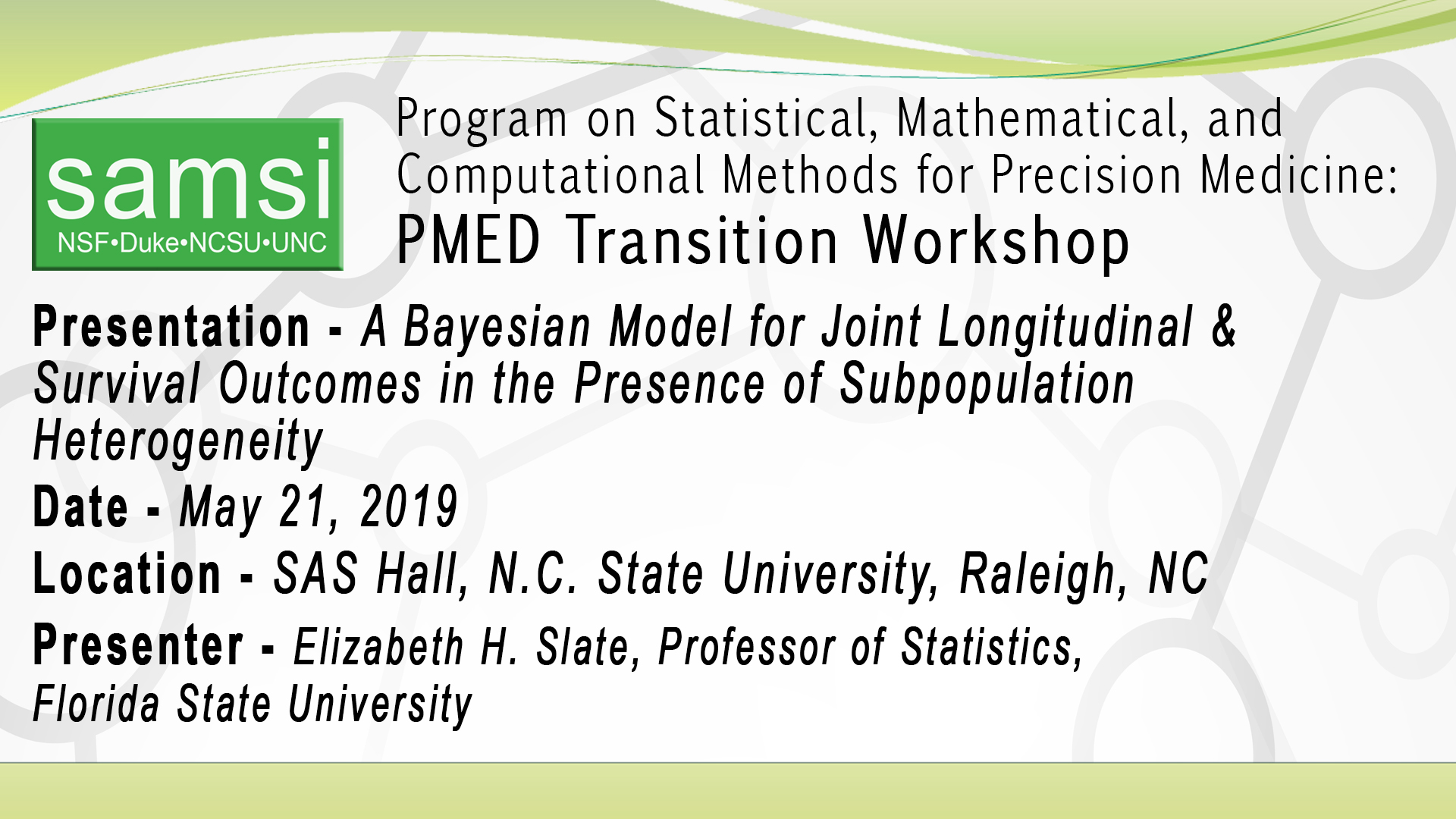 PMED Transition Workshop: Bayesian Model for joint Longitudinal & Survival Outcomes Thumbnail