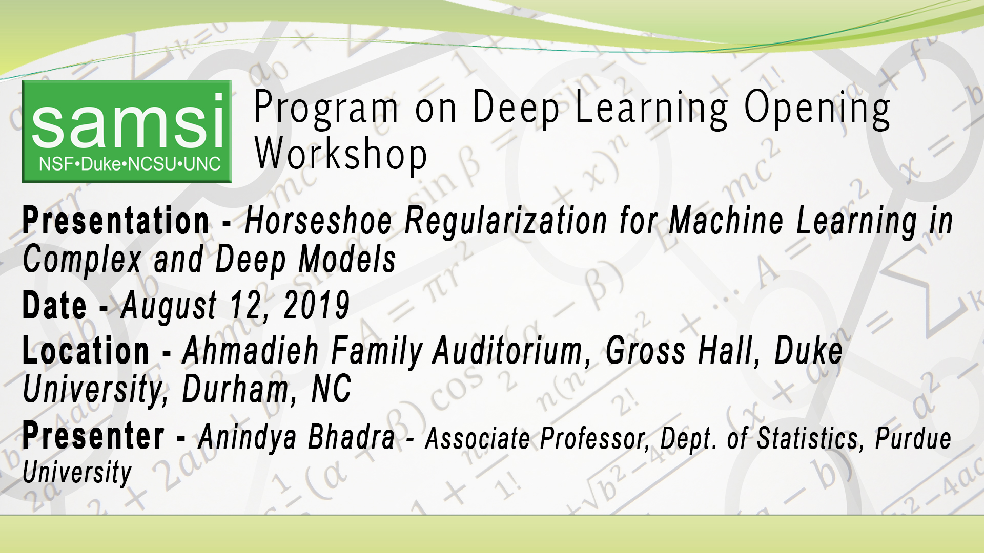 Deep Learning Opening Workshop: Horseshoe Regularization for Machine Learning in Complex and Deep Models, Anindya Bhadra Thumbnail