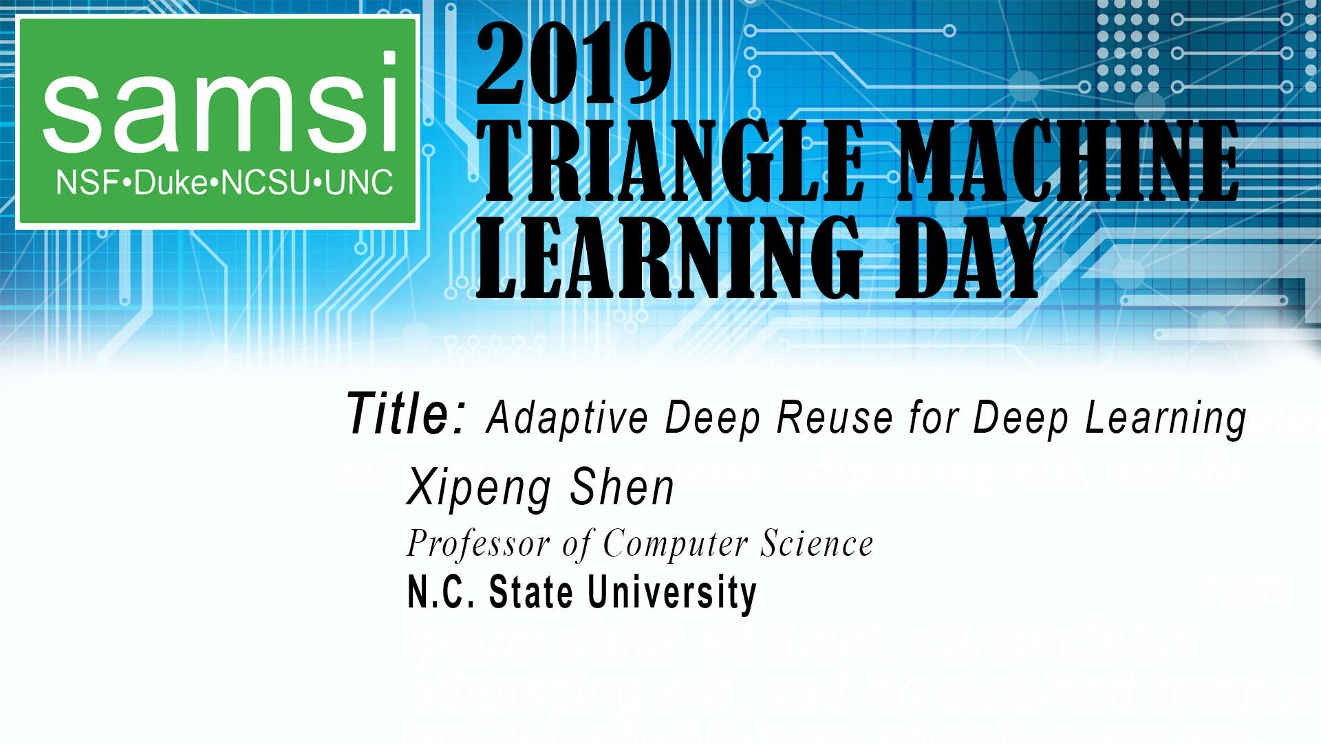 Deep Learning: Triangle Machine Learning Day - Adaptive Deep Reuse for Deep Learning, Xipeng Shen Thumbnail