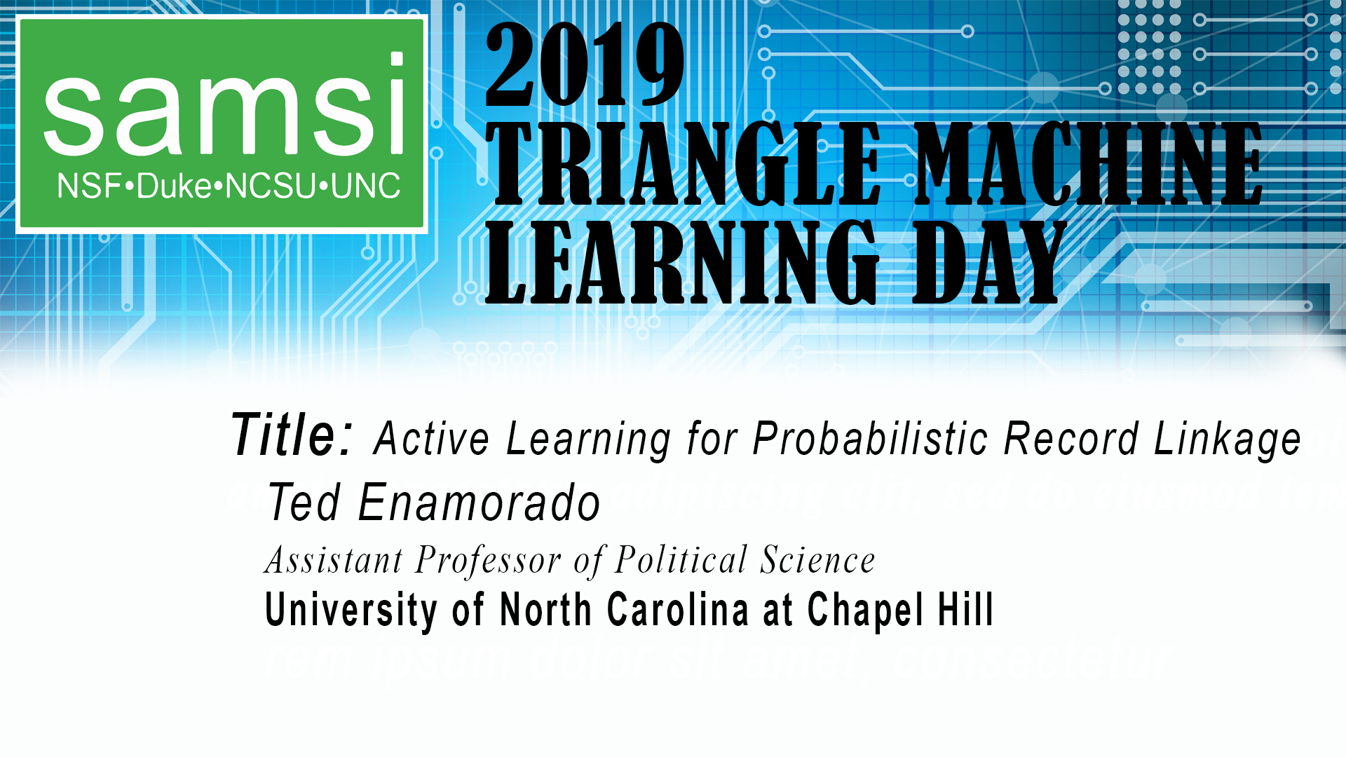 Deep Learning: Triangle Machine Learning Day - Active Learning for Probabilistic Record Linkage, Ted Enamorado Thumbnail