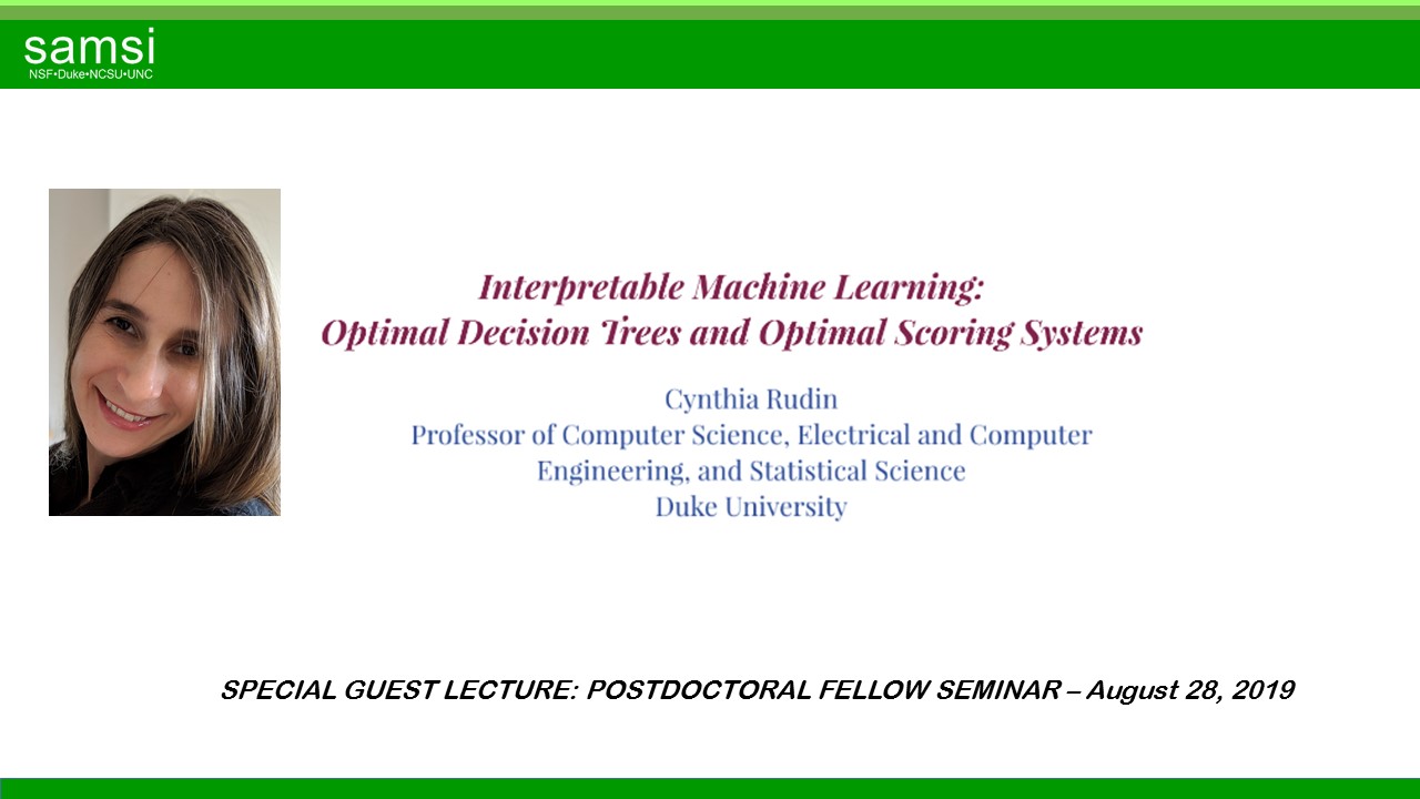 Special Guest Lecture: Interpretable Machine Learning, Cynthia Rudin Thumbnail
