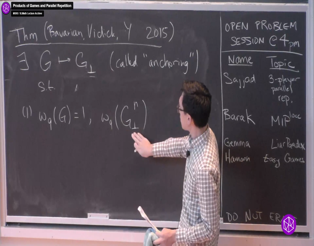 Hot Topics: MIP* = RE and the Connes’ Embedding Problem: "Products of Games and Parallel Repetition" Thumbnail